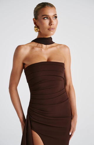 Zafira Maxi Dress - Plum Brown